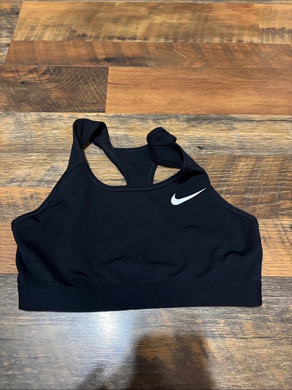 Nike Black Racerback Medium-Support Sports Bra with White Swoosh